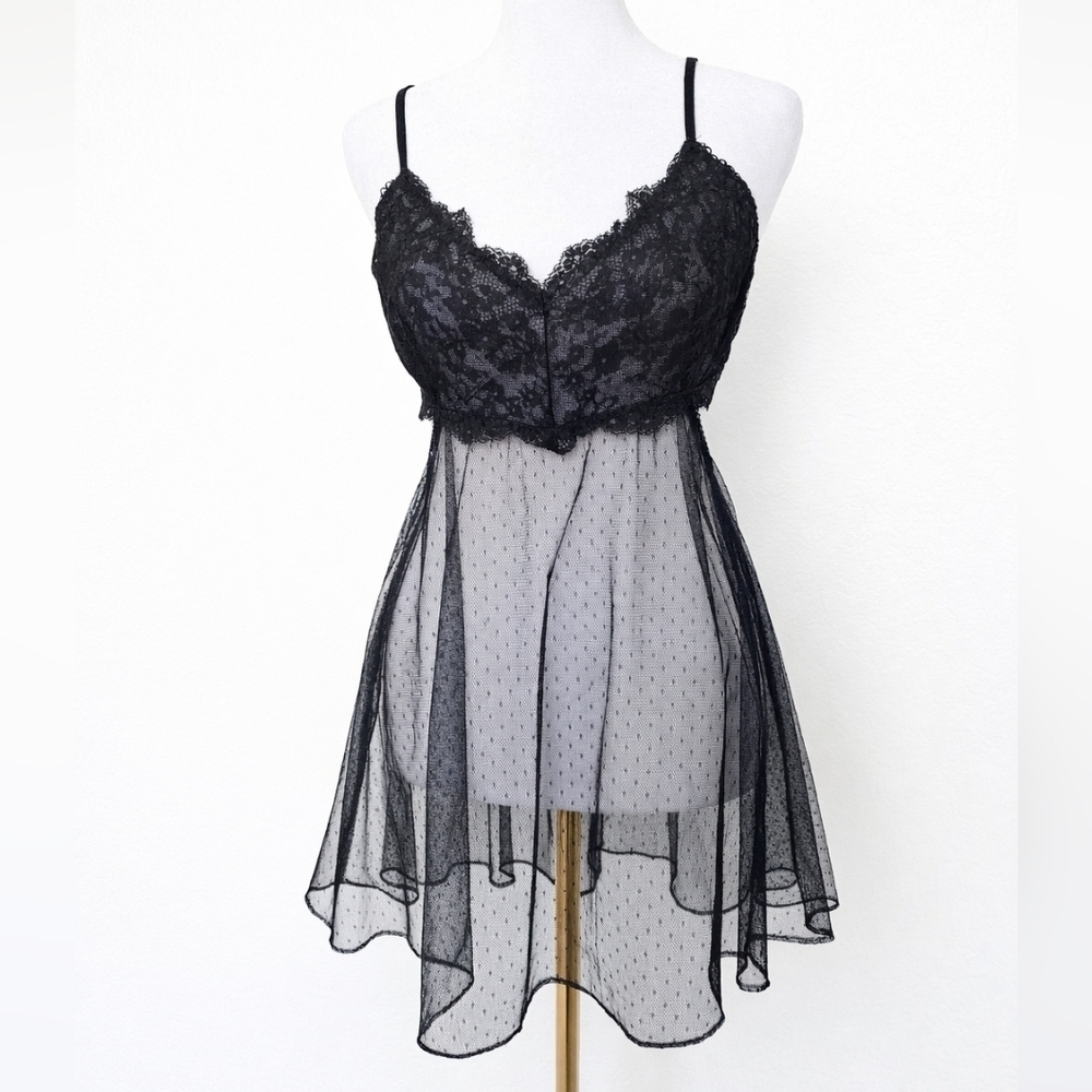 Victoria's Secret Women's Black Lace Sexy Babydoll Lingerie Size Dress Medium